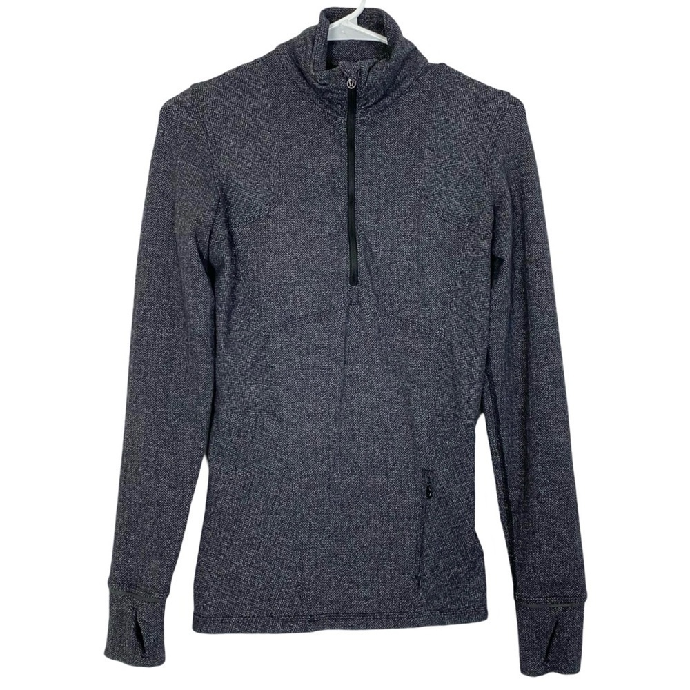 Lululemon Kanto Catch Me 1/2 Zip Pullover Womens Size 6 Small Gray Herringbone